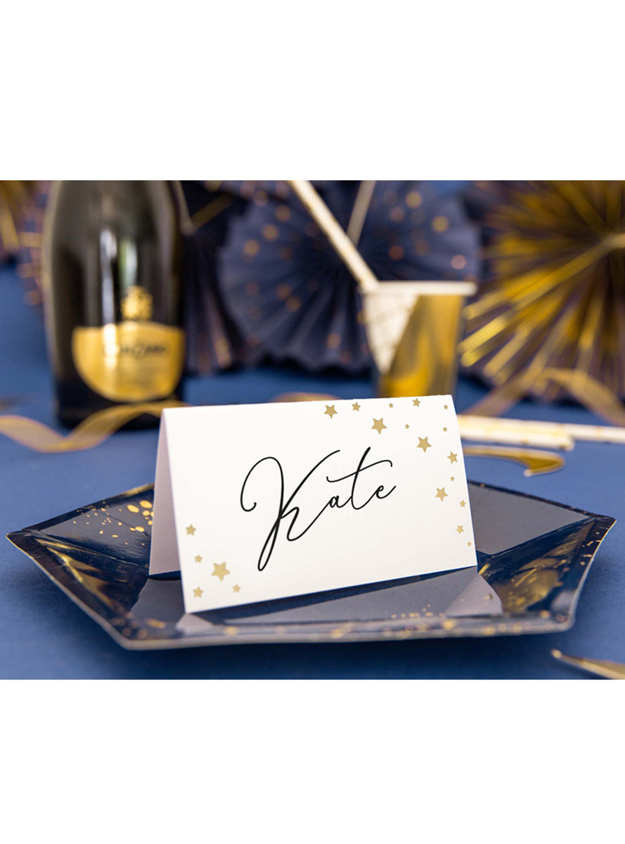 Classic White 10 Pack Place Cards with Gold Stars - Lifestyle Image 2