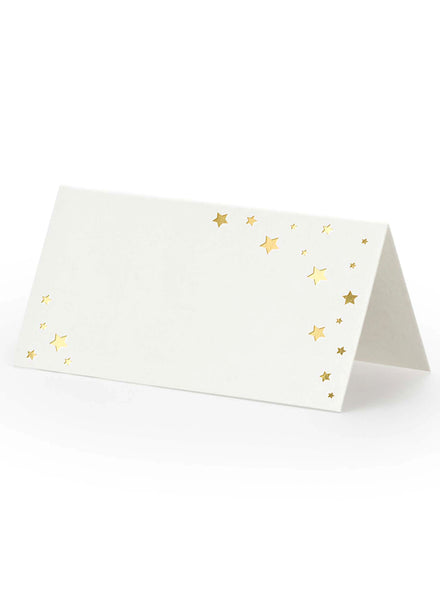 Classic White 10 Pack Place Cards with Gold Stars - Main Image