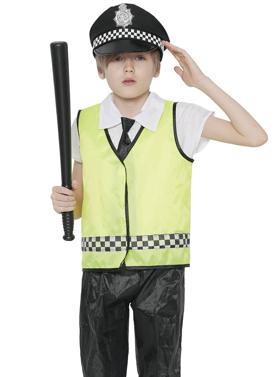 Image of Patrolling Police Officer Boy's Occupation Costume - Close View