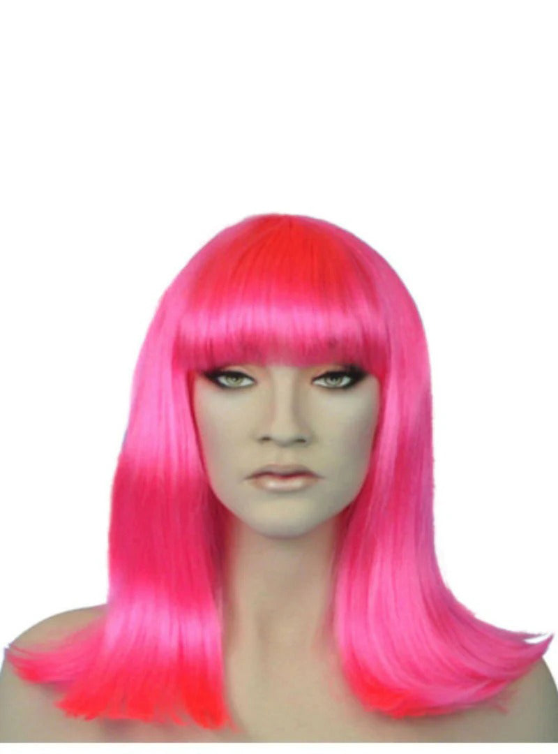 Womens Hot Pink Cleo Costume Wig With Fringe