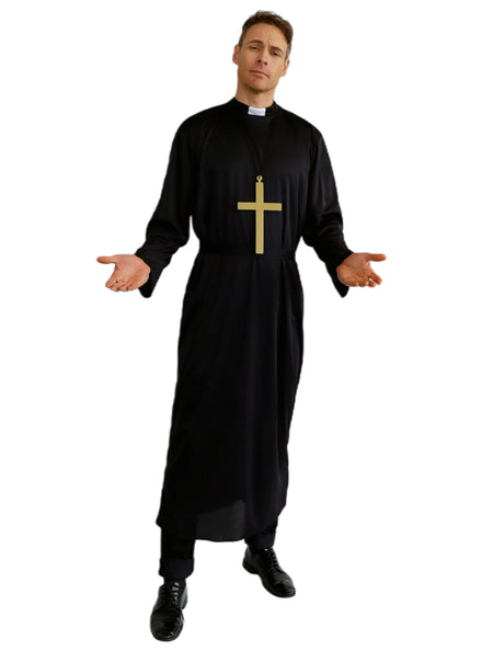 Classic Black Priest Plus Size Men's Costume - Main Image