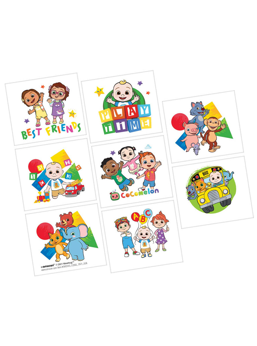 Cocomelon Temporary Tattoos 8 Pack - Main Image