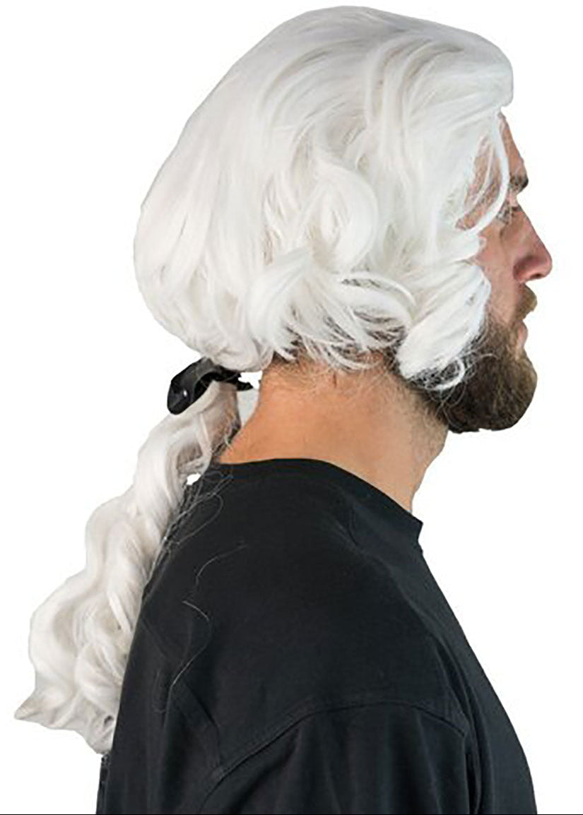 Colonial Navy Man White Costume Wig For Men Side Image
