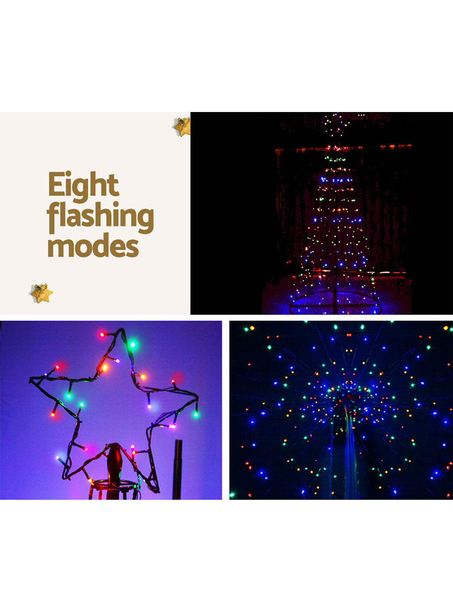 Colourful 12ft Jingle Jollys LED Solar 400 Piece Fairy Light Christmas Tree - Lighting Details Image