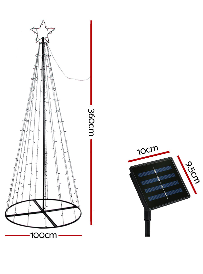 Colourful 12ft Jingle Jollys LED Solar 400 Piece Fairy Light Christmas Tree - Measurements Image