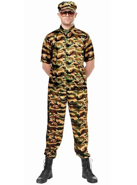 Combat Soldier Mens Camo Print Army Costume - Main Image