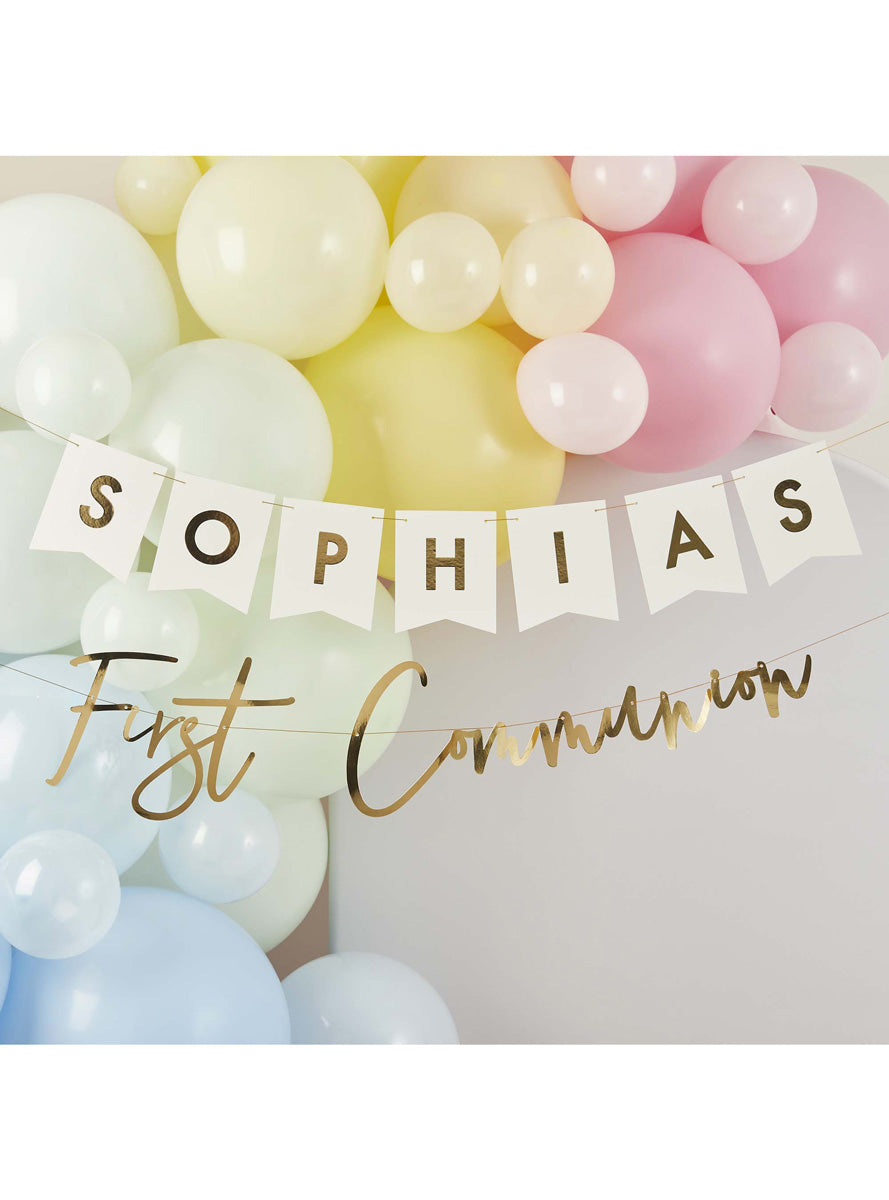 Communion 220cm Gold Customisable Banner - Lifestyle Image