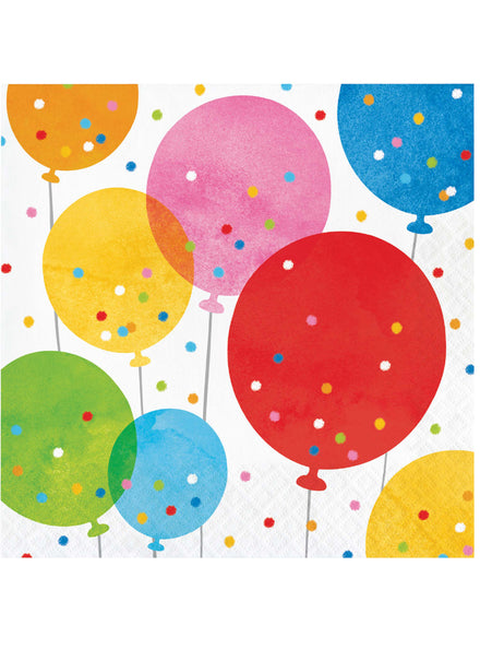 Confetti Balloons 16 Pack Colourful Lunch Napkins – Main Image