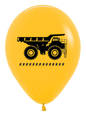 Construction Trucks 25 Pack Yellow 30cm Latex Balloons - Main Image