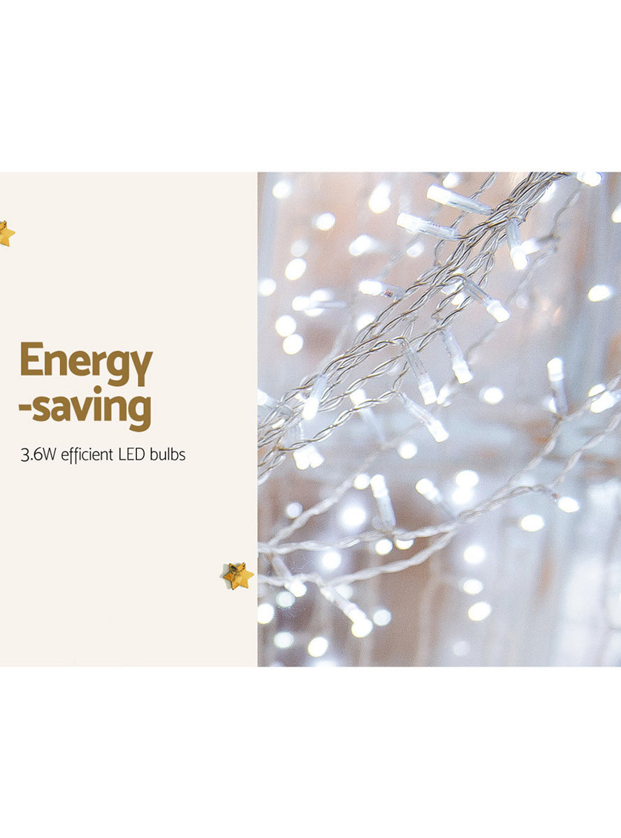 Cool White 3m x 6m Jinge Jollys Curtain Christmas Lights - Info Image 1