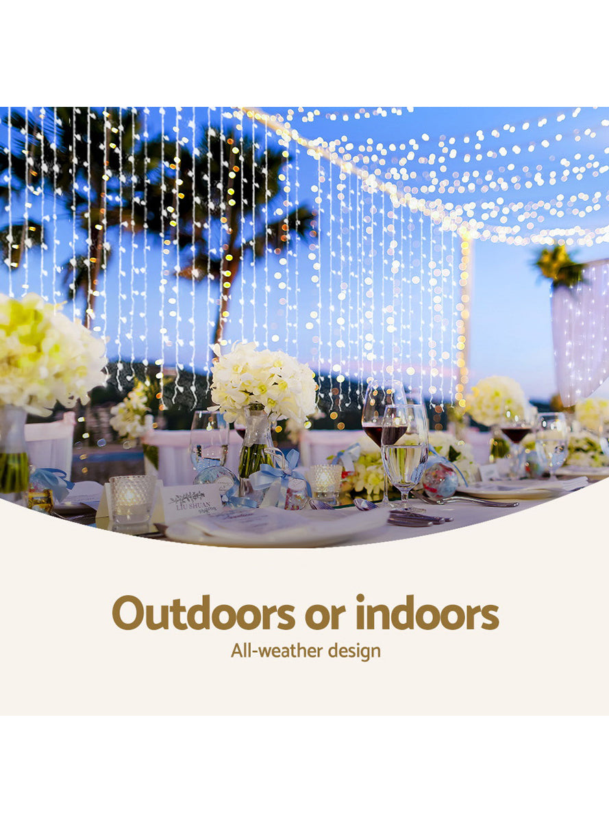 Cool White 3m x 6m Jinge Jollys Curtain Christmas Lights - Info Image 4
