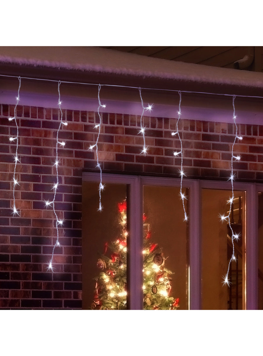Cool White Snowing Icicle Christmas Lights 960 Bulb - Main Image