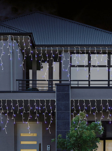 Cool White and Blue 480 Bulb Snowing Icicle Christmas Lights Decoration - Main Image