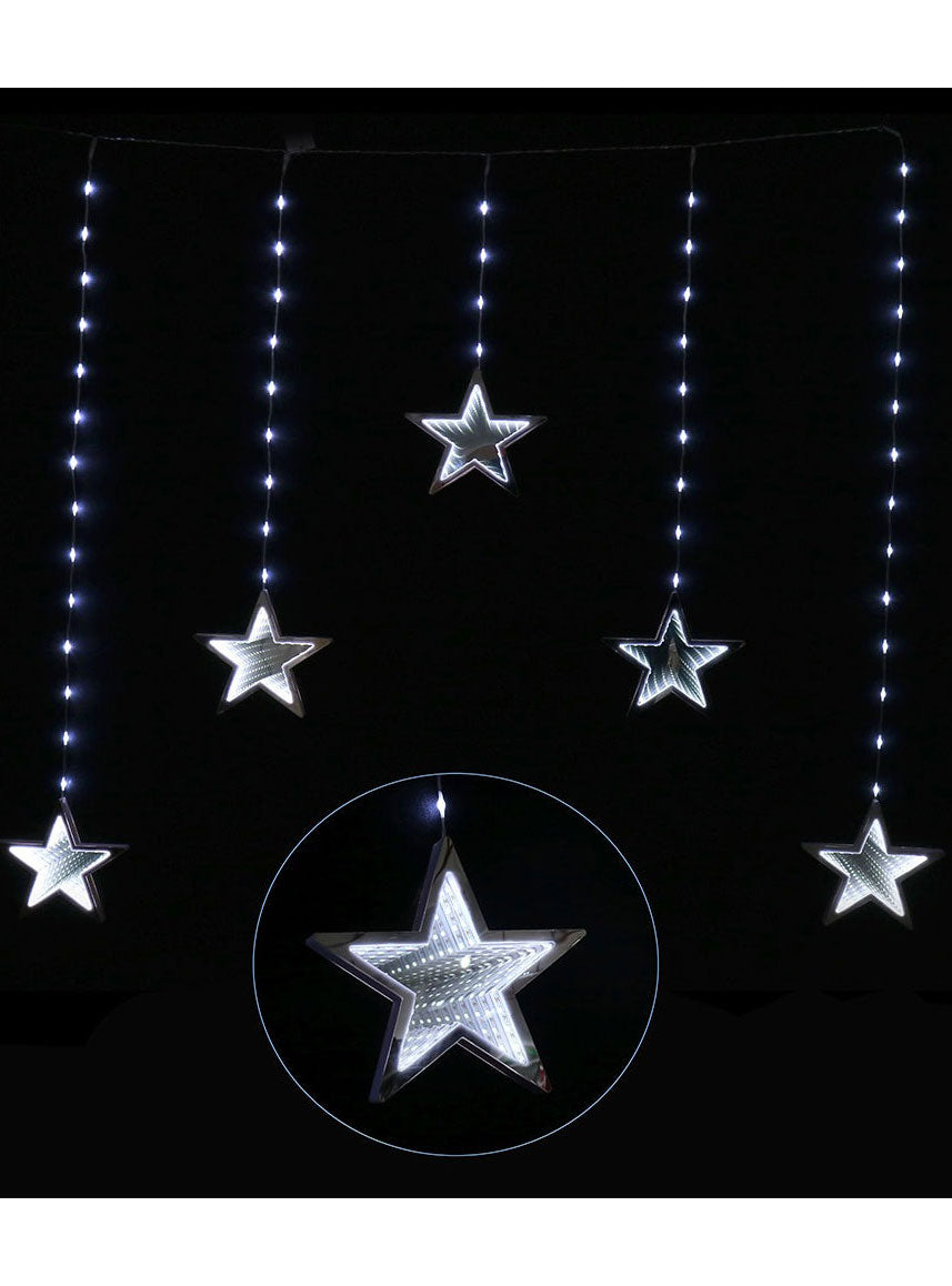 Cool White Infinity Stars Curtain Style Christmas Lights Main Image
