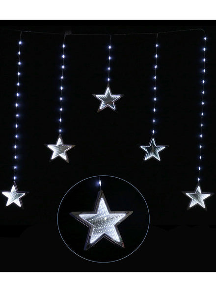 Cool White Infinity Stars Curtain Style Christmas Lights Main Image