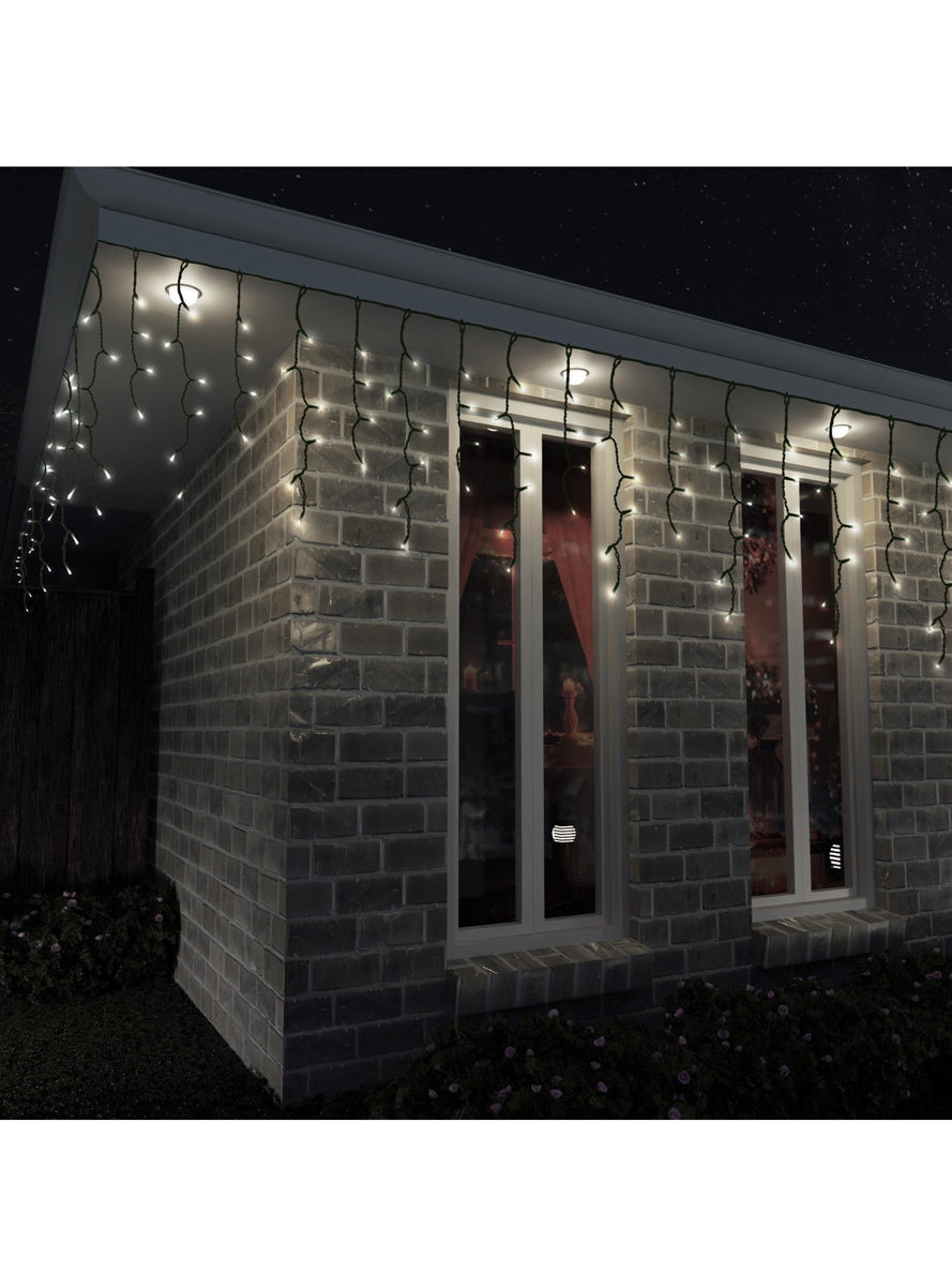 Cool White Solar Powered Icicle String Lights 400 Bulb - Main Image