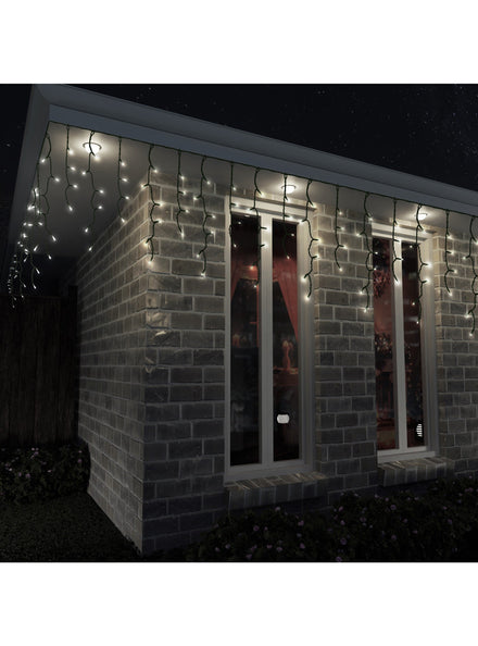 Cool White Solar Powered Icicle String Lights 400 Bulb - Main Image