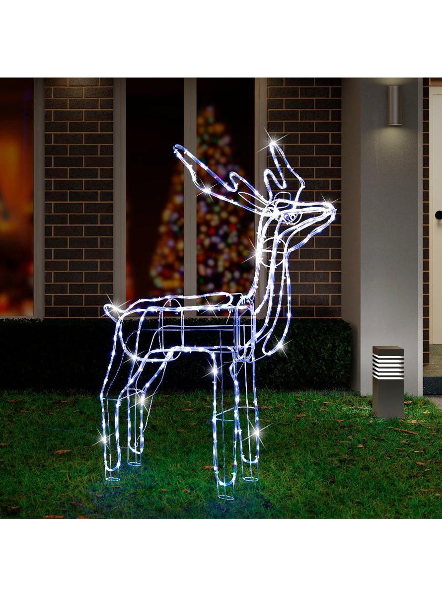 Cool White Twinkling 110cm Standing Reindeer Light Decoration - Main Image