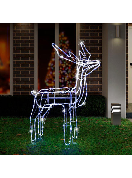 Cool White Twinkling 110cm Standing Reindeer Light Decoration - Main Image