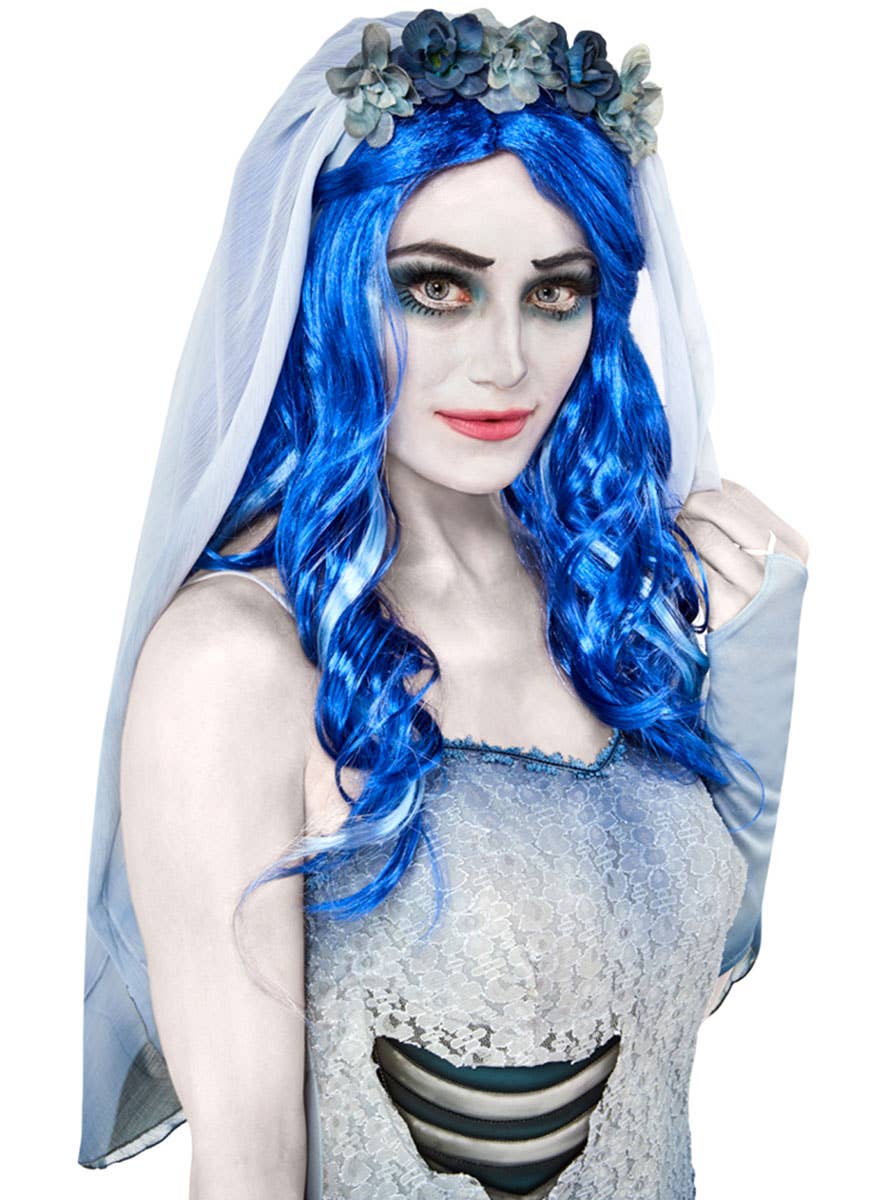 Image of Corpse Bride Women's Blue Emily Costume Wig