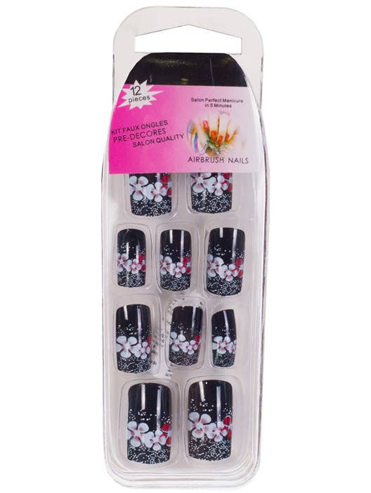 Reusable Fake Pink and Red Flowers Costume Nails