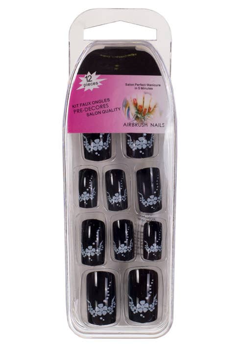 Reusable Fake White Flowers Costume Nails