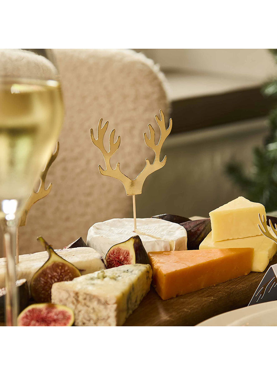 Gold Antler 12 Pack Food Picks for Christmas - Lifestyle Image 1