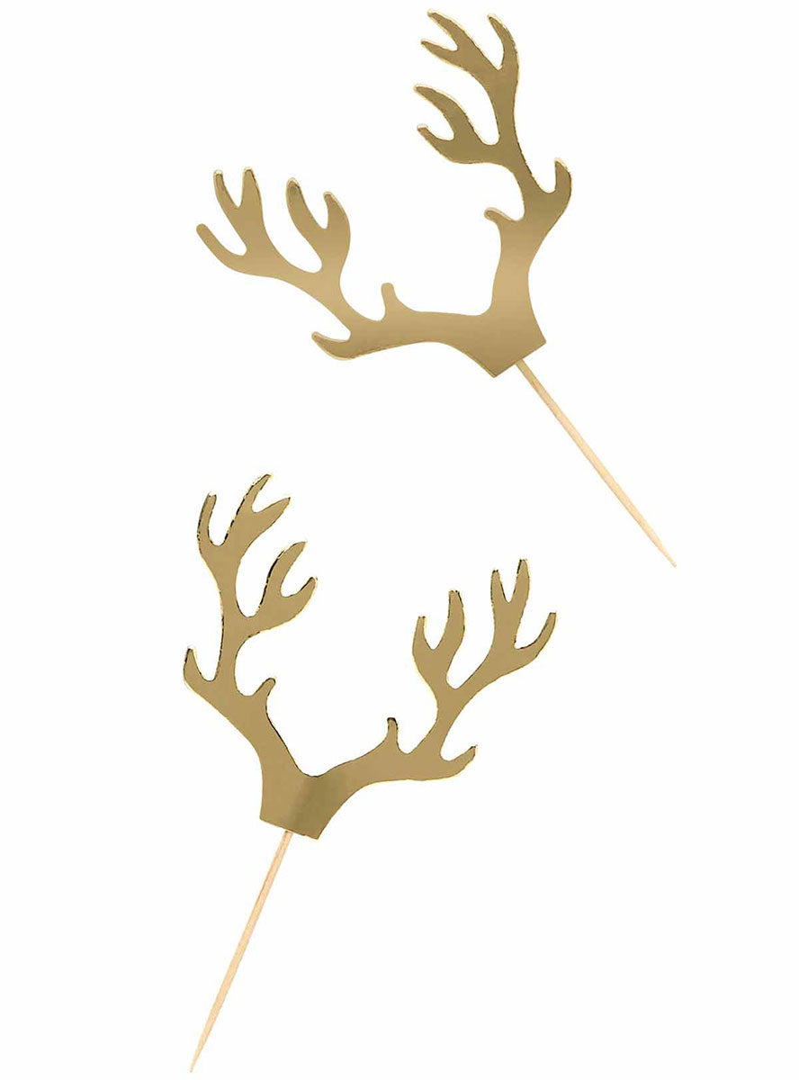 Gold Antler 12 Pack Food Picks for Christmas - Main Image