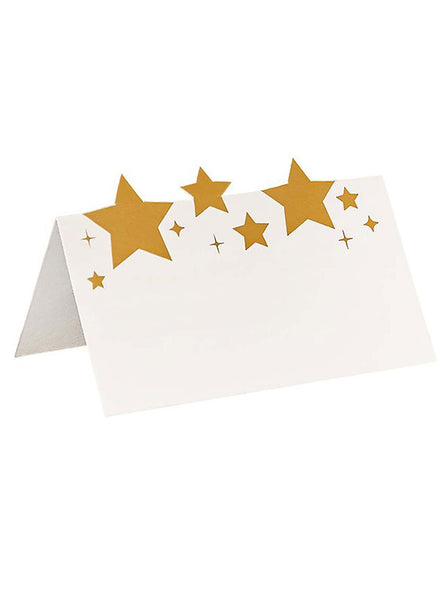 White And Gold 10 Pack Cosy Christmas Star Place Cards – Main Image