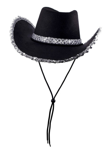 Black Cowboy Hat with Silver Sequins - Main Image