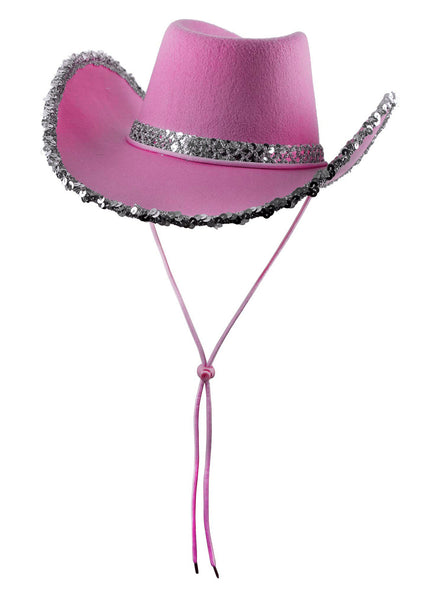 Pink Cowboy Hat with Silver Sequins - Main Image