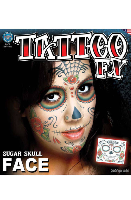 Women's Sugar Skull Temporary Face Tattoo Makeup Main Image