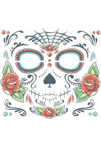 Women's Sugar Skull Temporary Face Tattoo Makeup Alternate Image