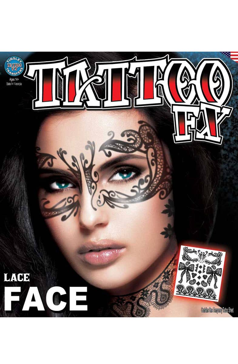 Lace Face Temporary Tattoo Makeup Main Image