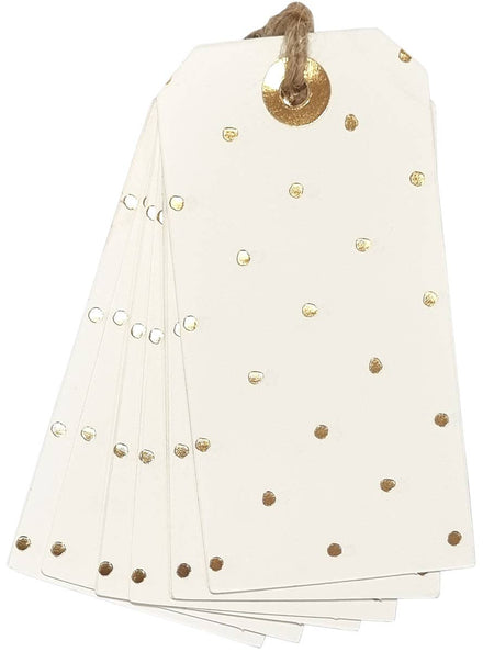 Image of Gold Polka Dot 8x4cm Gift Tags 12 Pack
