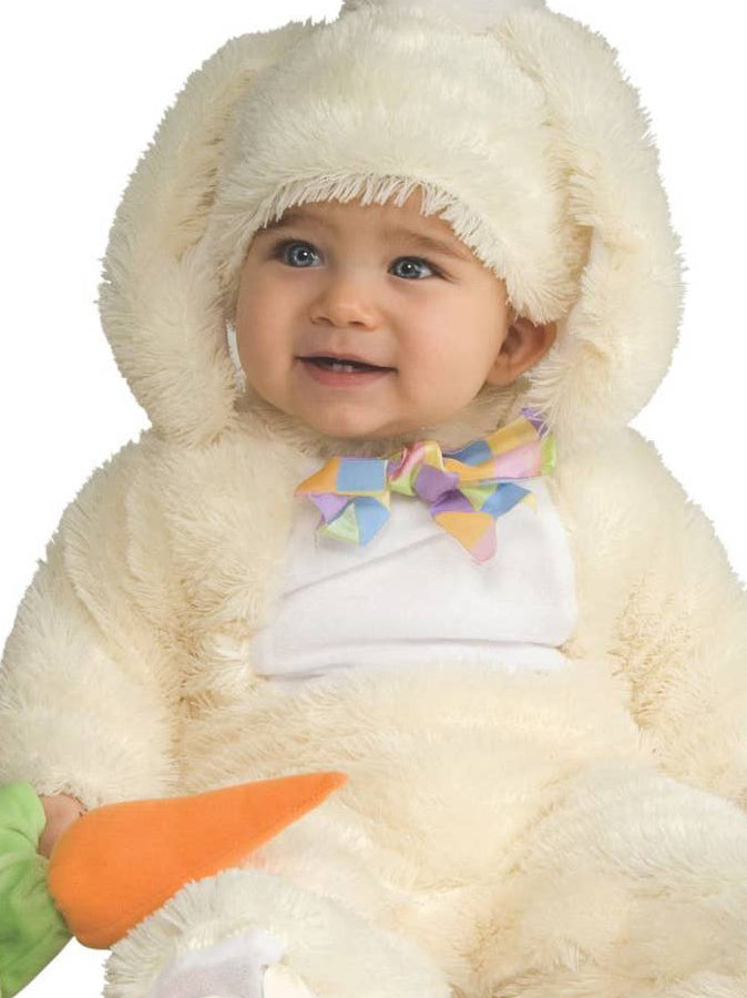 Cute Plush White Baby Easter Bunny Infant Costume With Carrot Rattle - Zoom Image