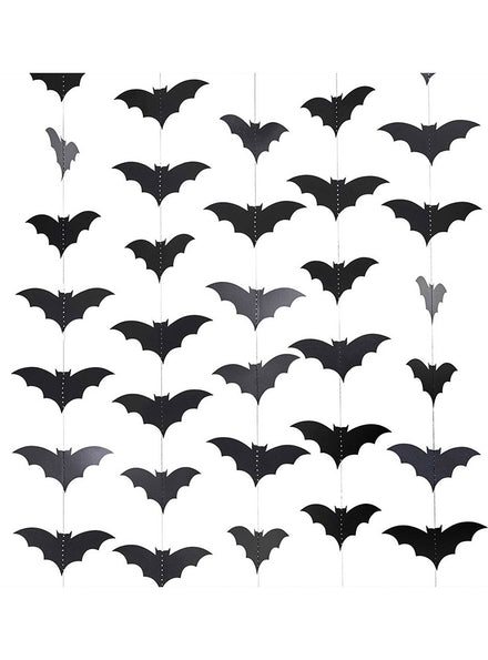 Black Creepy Chic Halloween Bat Decorations on String - Main Image