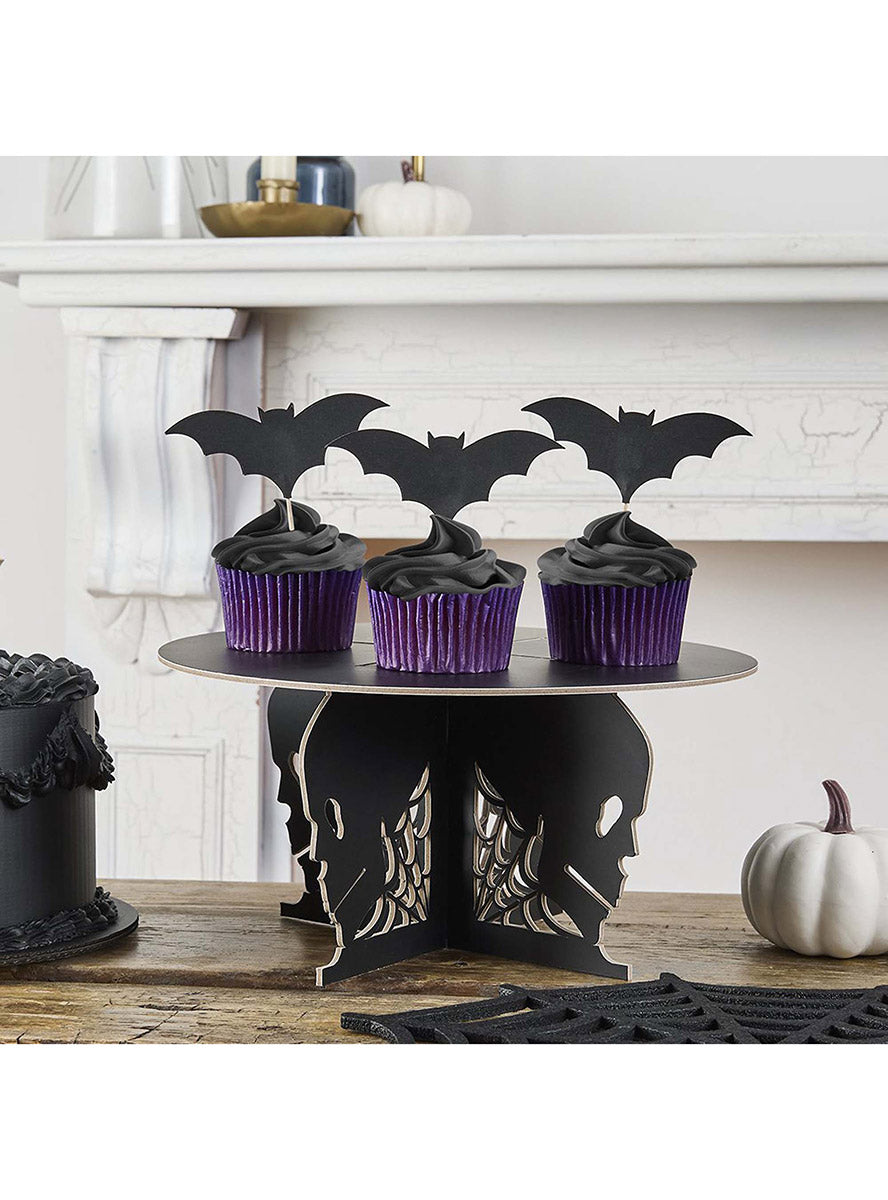 Pack of 12 Creepy Chic Black Bat Cupcake Toppers - Main Image
