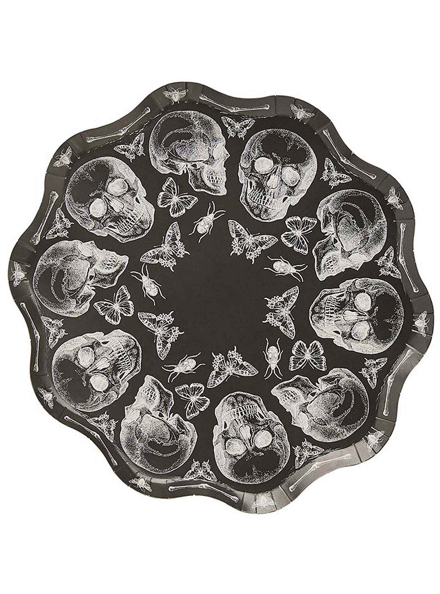 Pack of 8 Creepy Chic Skull Paper Plates - Main Image