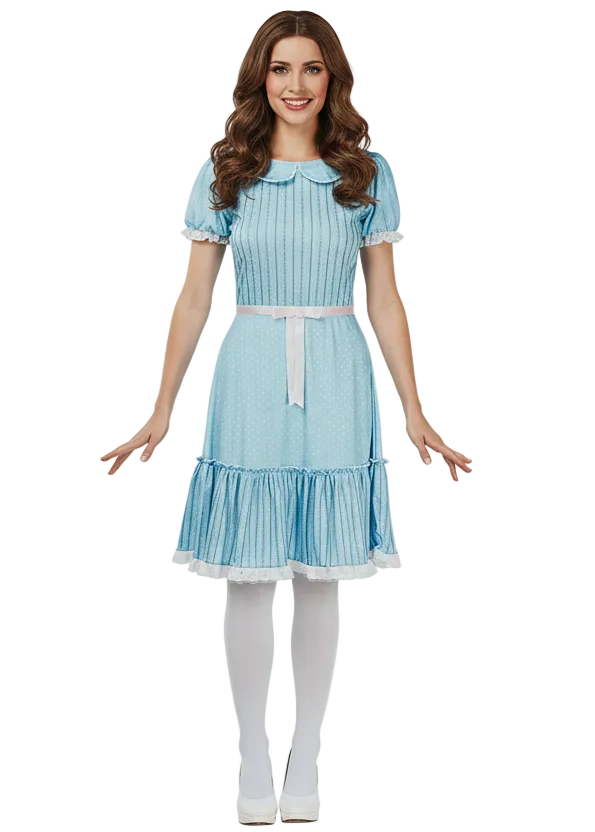 Womens Blue Creepy Twin Dress Halloween Costume Womens Blue Creepy Twin Dress Halloween Costume