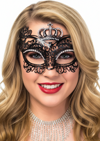 Deluxe Black Flexible Metal Crown Princess Masquerade Mask - main image