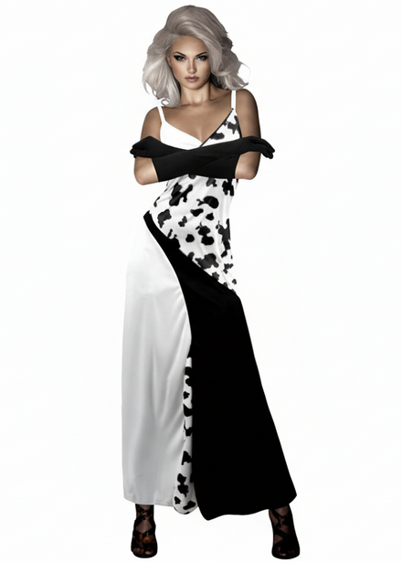 Cruel Villainess Plus Size Womens Dalmatian Print Costume - Main Image