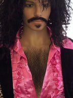 Curly Black Stick On Costume Chest Hair - Main Image