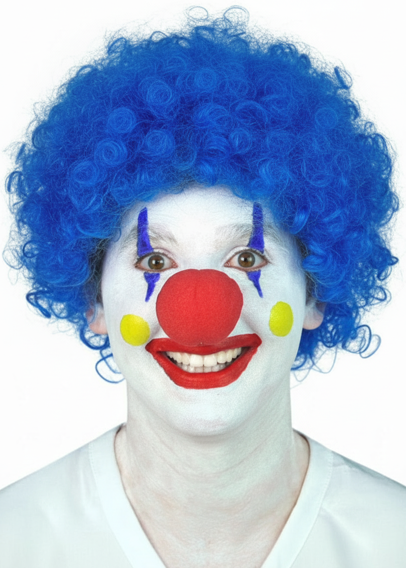Adults Blue Curly Clown Afro Costume Wig - Main Image