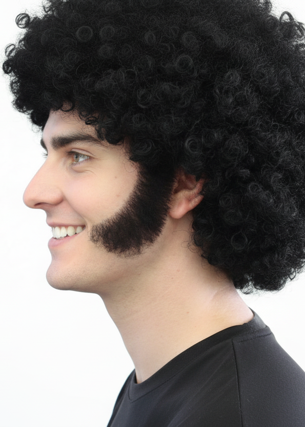 Curved Thick Black Costume Sideburns - Main Image