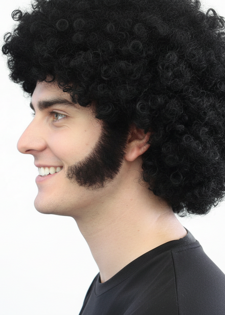 Curved Thick Black Costume Sideburns - Main Image