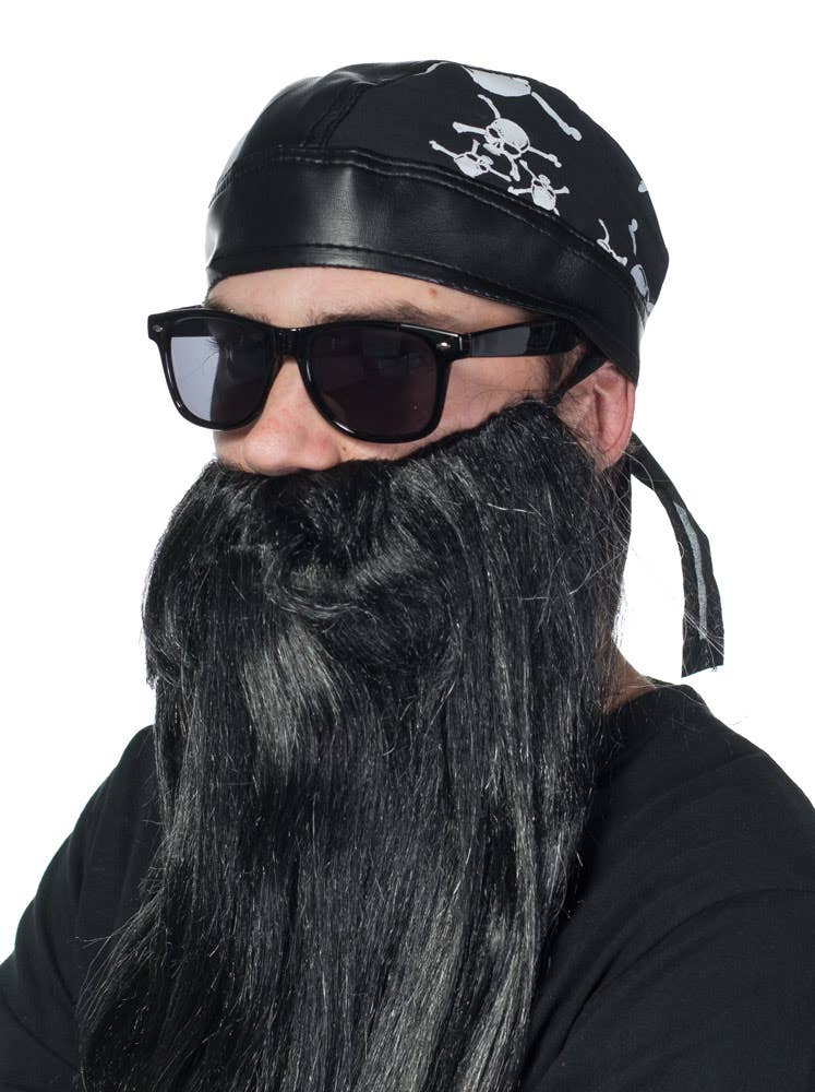 White Skull Print Pirate Costume Bandana Front View