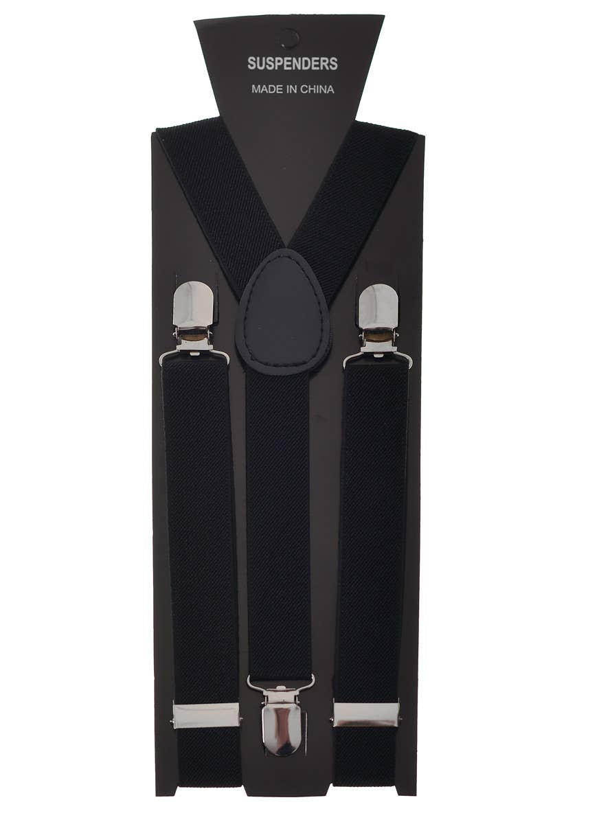 Wide Elastic Black Suspenders Costume Accessory Braces - Main Image