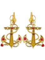 Gold Sailor Anchor Clip On Costume Earrings