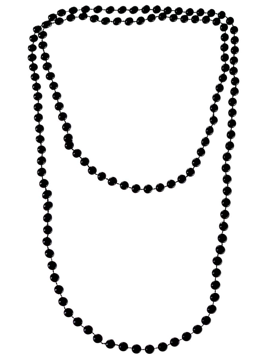 1920s Long Black Flapper Beads Necklace Gatsby Costume Accessory - Main Image